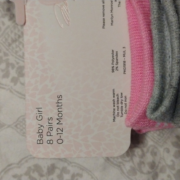 New Marilyn Monroe 8PK Infants Crew Pattern Socks Size 0-12 Months - Picture 9 of 10